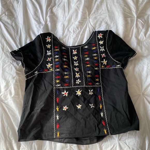 Madewell Embroidered Tie-Back Cutout Top Large - Picture 7 of 7